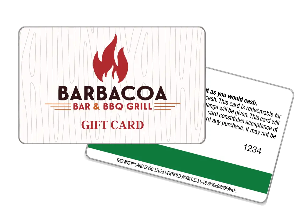 BBQ Restaurant NVIO™ biodegradable eco-friendly CR80 gift card