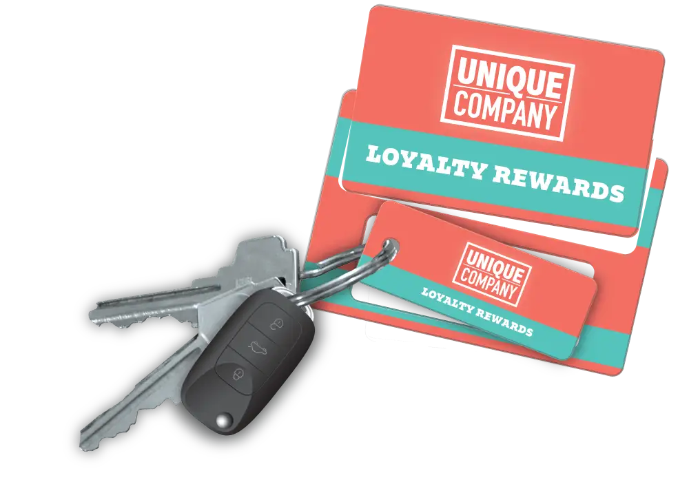 Generic loyalty card with single key tag combo with keys attached