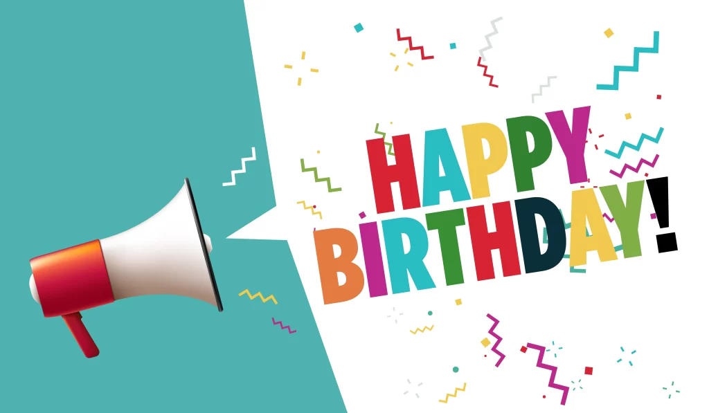 Megaphone shouting happy birthday!