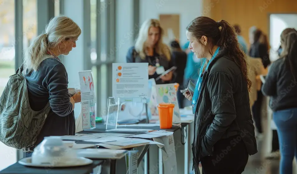 People at an educational health fair event.