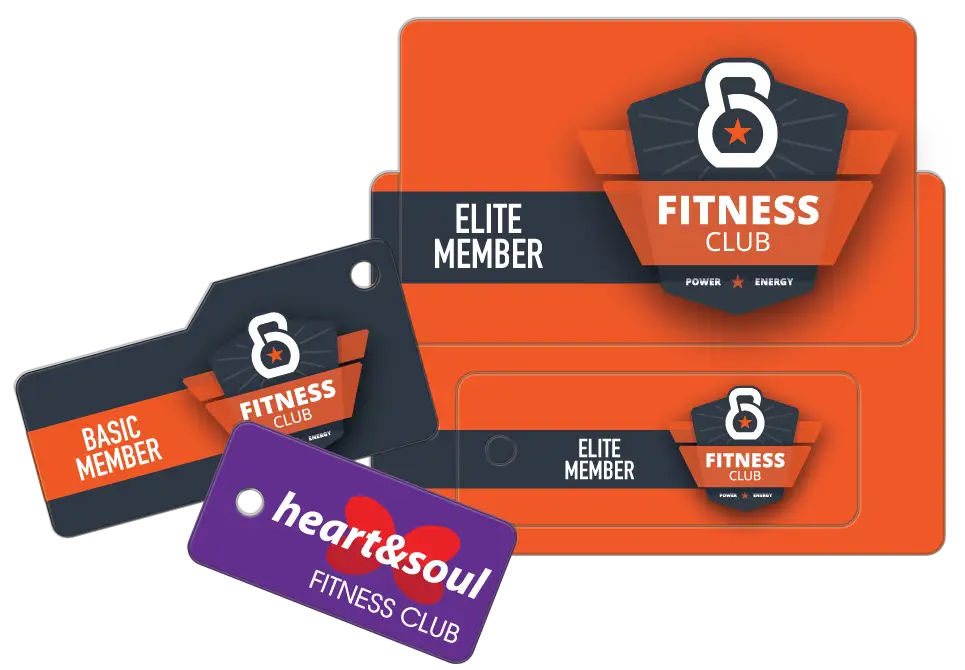 Fitness Gym membership card and keytags.