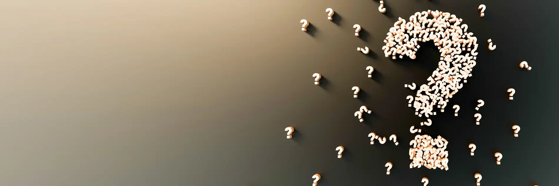 Big question mark made out of small question marks to depict decision making.