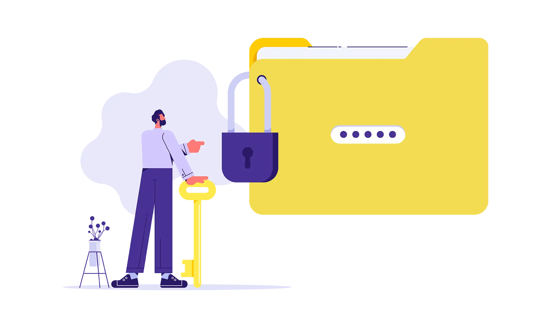 Secure folder graphic featuring a lock to emphasize strong data protection and privacy.