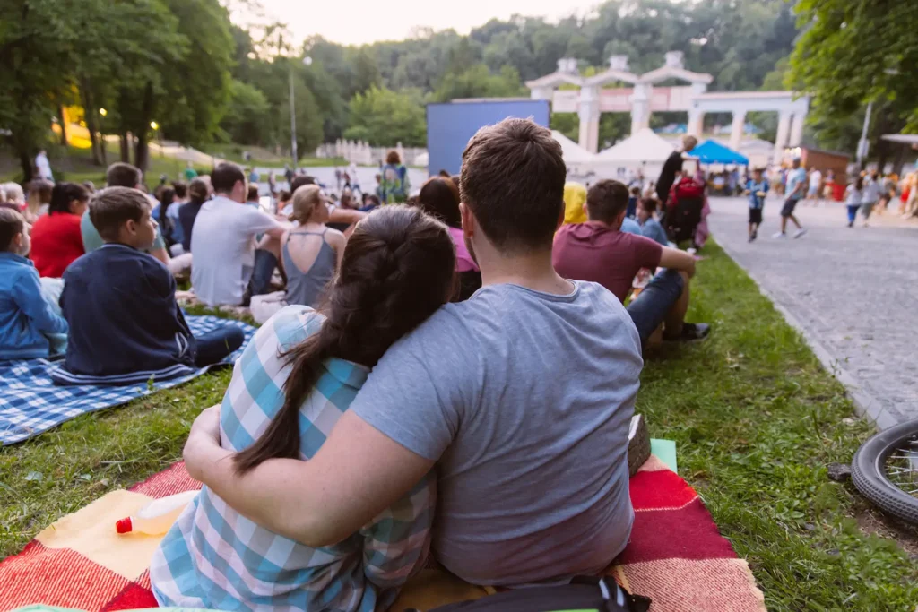 People at outdoor summer festival